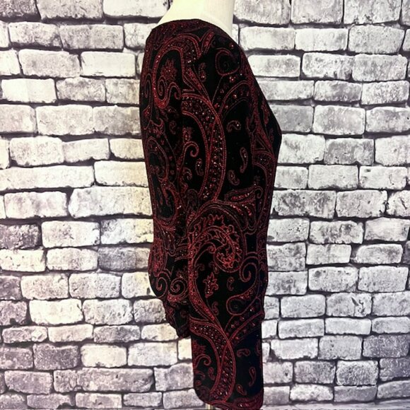 MSK Red & Black Wrap Style Top Size Large - Picture 7 of 8